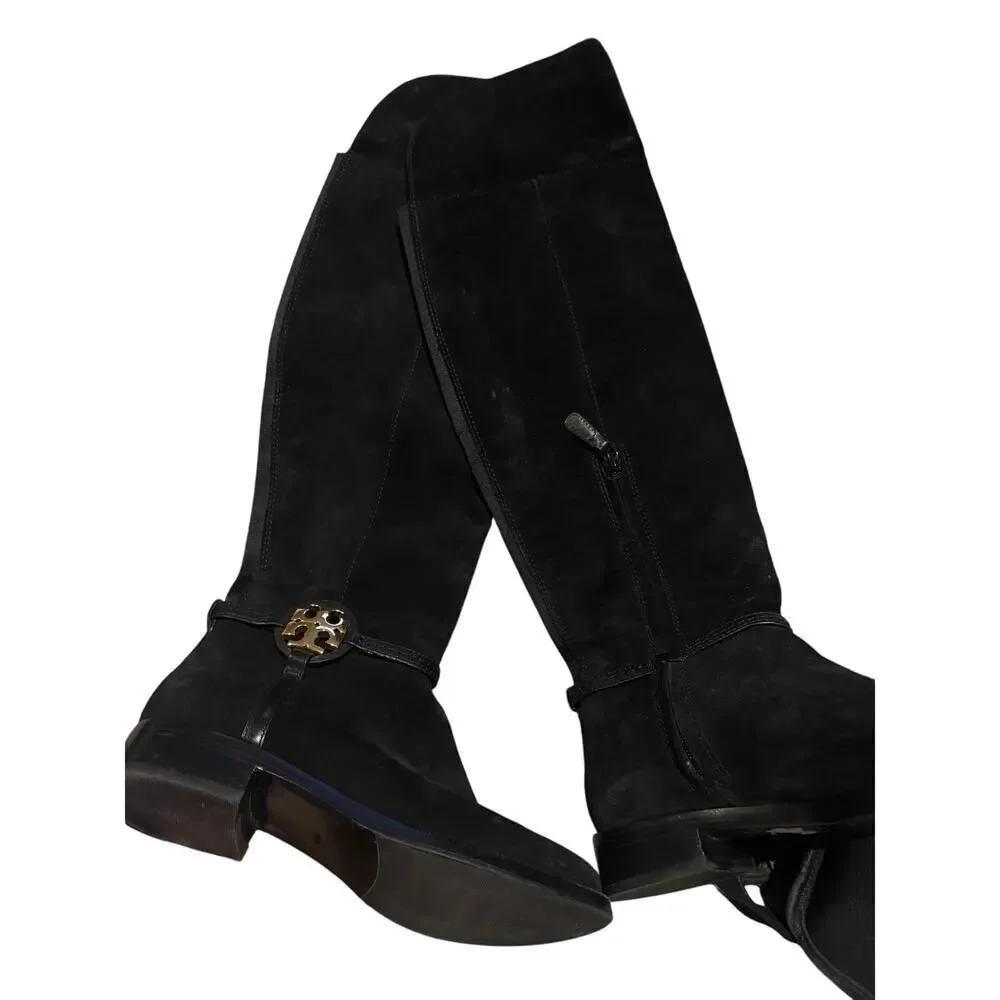 Tory Burch Miller Black Suede Tall Boots Women's Sz. 6.5